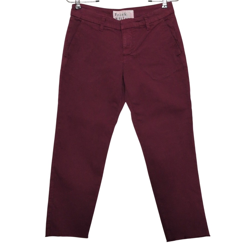 Frank & Eileen Wicklow Italian Cotton Chinos Burgundy Wine Size 2 Made in USA
